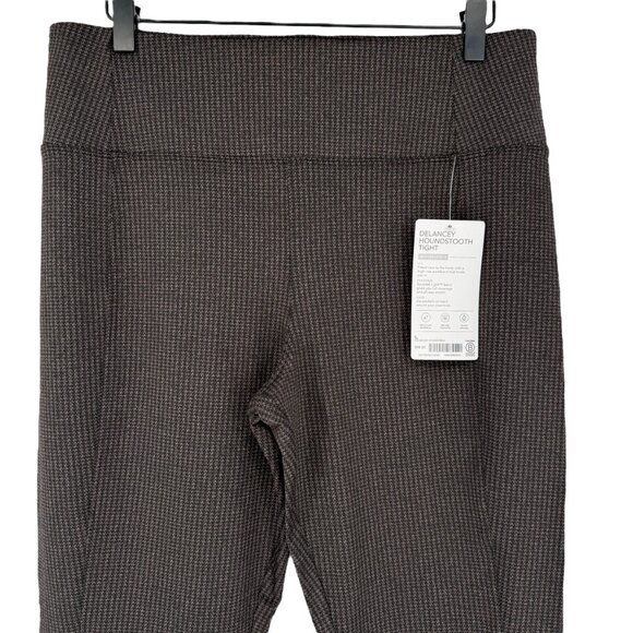 SOLD Athleta Delancey Houndstooth Tight Pants Black Brown Large Back Zip Pockets - Picture 4 of 14